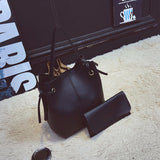 Two Piece Women PU Leather Tote Handbag Crossbody Bag