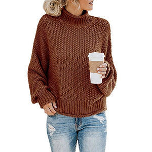 Cardigan thick thread turtleneck pullover