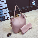 Two Piece Women PU Leather Tote Handbag Crossbody Bag