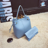 Two Piece Women PU Leather Tote Handbag Crossbody Bag