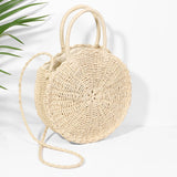 Women Hand Woven Bag Round Rattan Straw Bohemia Style Beach Circle Beach Bags