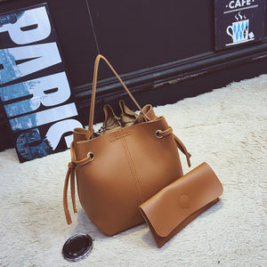 Two Piece Women PU Leather Tote Handbag Crossbody Bag