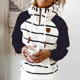 Women hoodie Stripe hoodies women Sweatshirt Long Sleeve clothes Pocket Zipper Hoodies Tops Female spring thick outwear