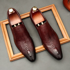 Handmade Mens Wedding Oxford Shoes Black Khaki Genuine Leather Brogue Men's Dress Shoes Slip On Business Formal Shoes For Men