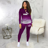 Two Piece Women  Base Set Tracksuit Casual Sports Gradient Print Top  Fall 2020 Printed Long Sleeve Sports Suit 5XL Big Size