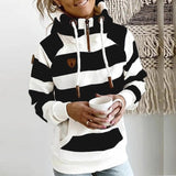 Women hoodie Stripe hoodies women Sweatshirt Long Sleeve clothes Pocket Zipper Hoodies Tops Female spring thick outwear